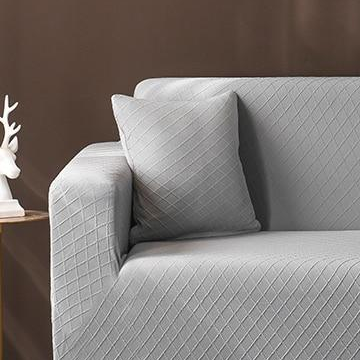 Housse de coussin Jacquard losange · Gris clair