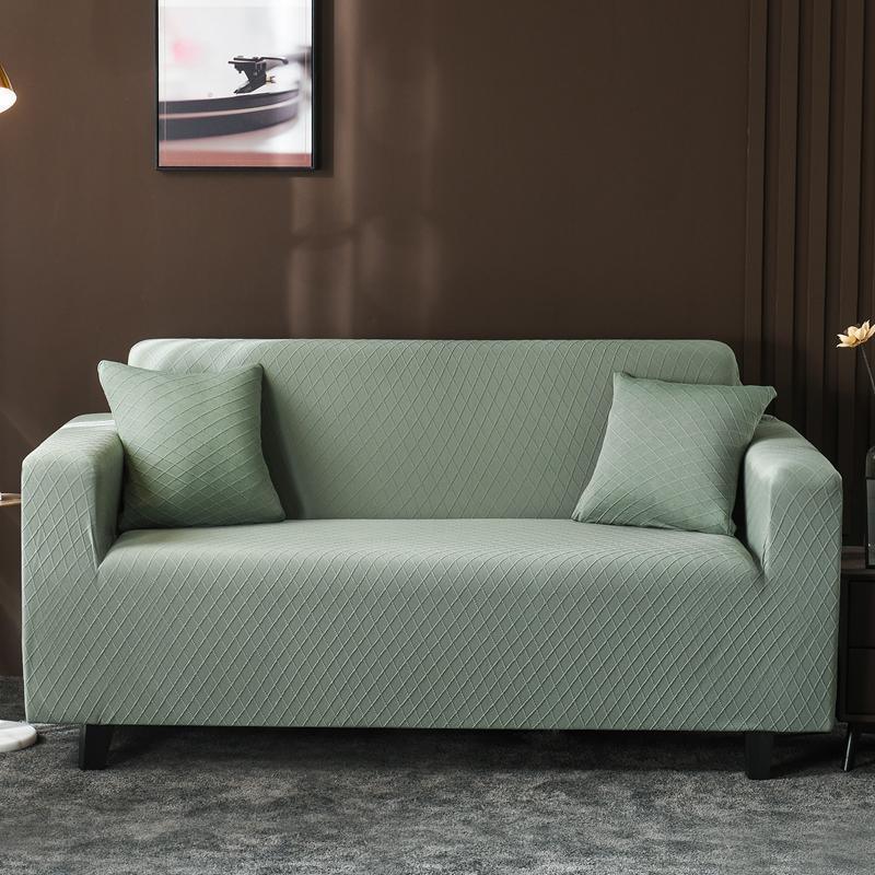 Housse de canapé Jacquard losange · Vert sauge clair · Extensible (vue 2)