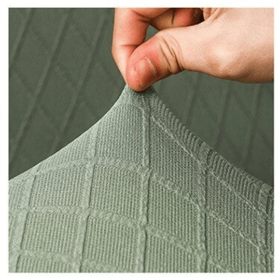 Housse de canapé Jacquard losange · Vert sauge clair · Extensible (vue 3)