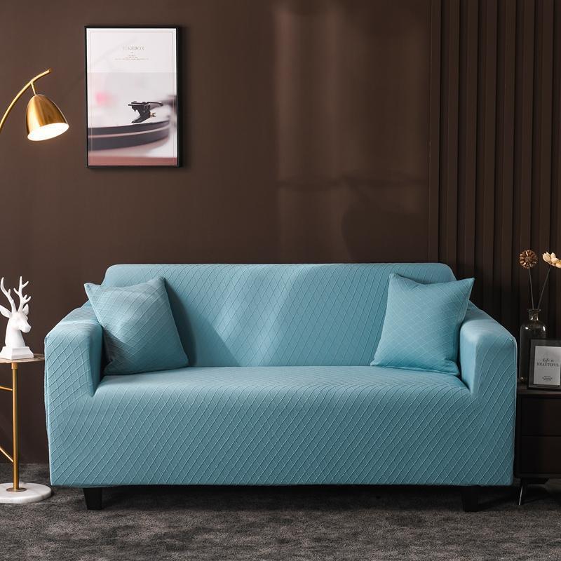 Housse de canapé Jacquard losange · Bleu ciel · Extensible