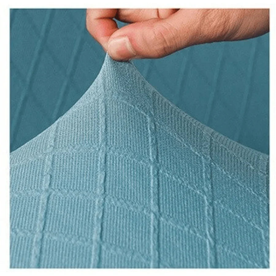 Housse de canapé Jacquard losange · Bleu ciel · Extensible (vue 4)