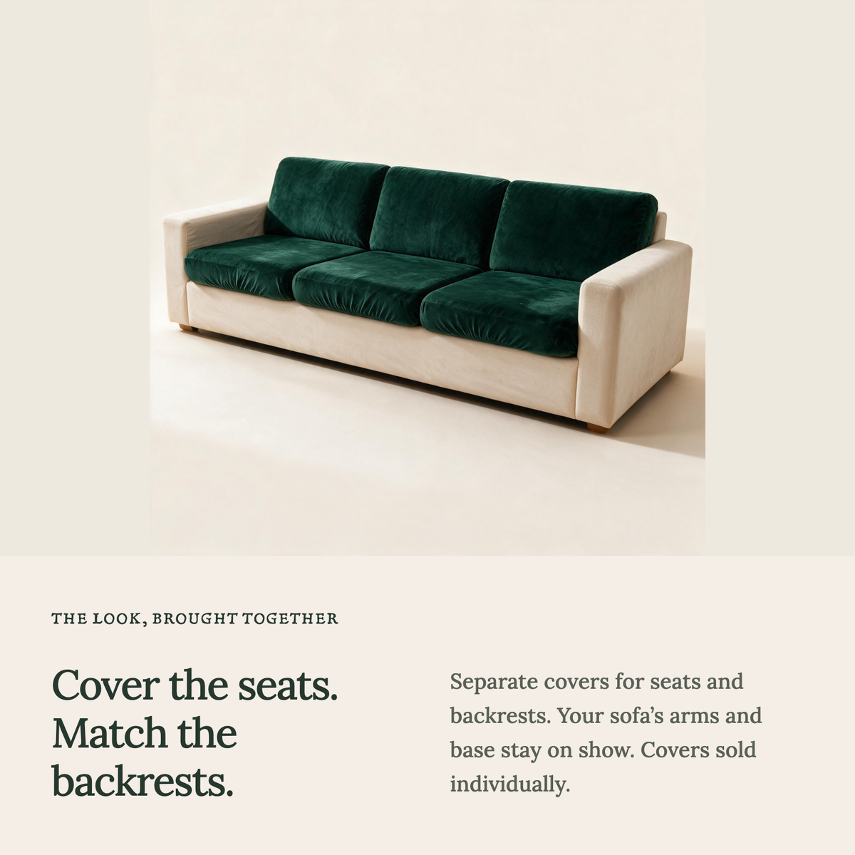 Housse de coussin de canapé Velours · Vert foncé · Extensible — Habillez les assises et coordonnez les dossiers