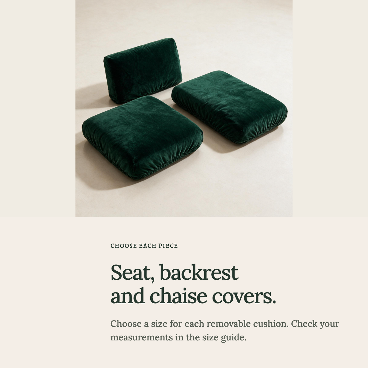 Housse de coussin de canapé Velours · Vert foncé · Extensible — Housses pour assises, dossiers et méridiennes