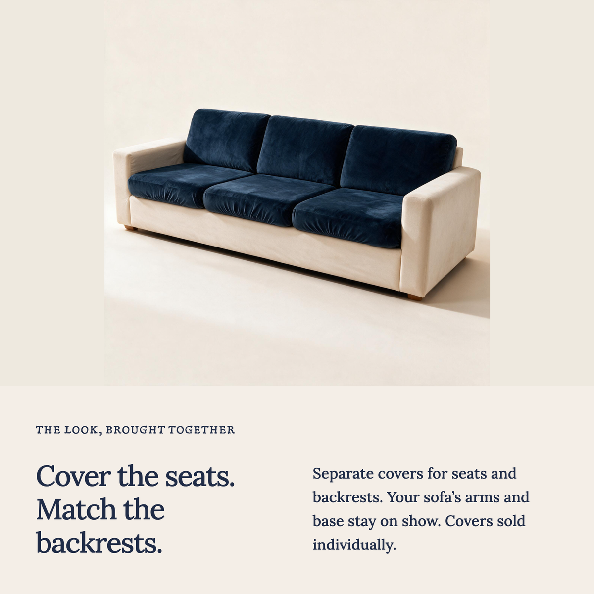 Housse de coussin de canapé Velours · Bleu marine · Extensible — Habillez les assises et coordonnez les dossiers