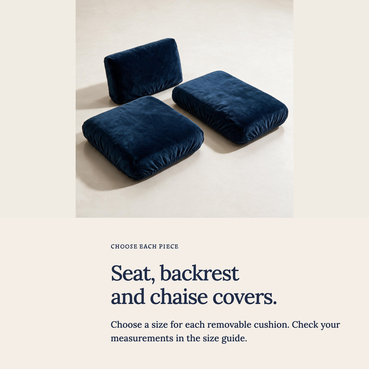 Housse de coussin de canapé Velours · Bleu marine · Extensible — Housses pour assises, dossiers et méridiennes