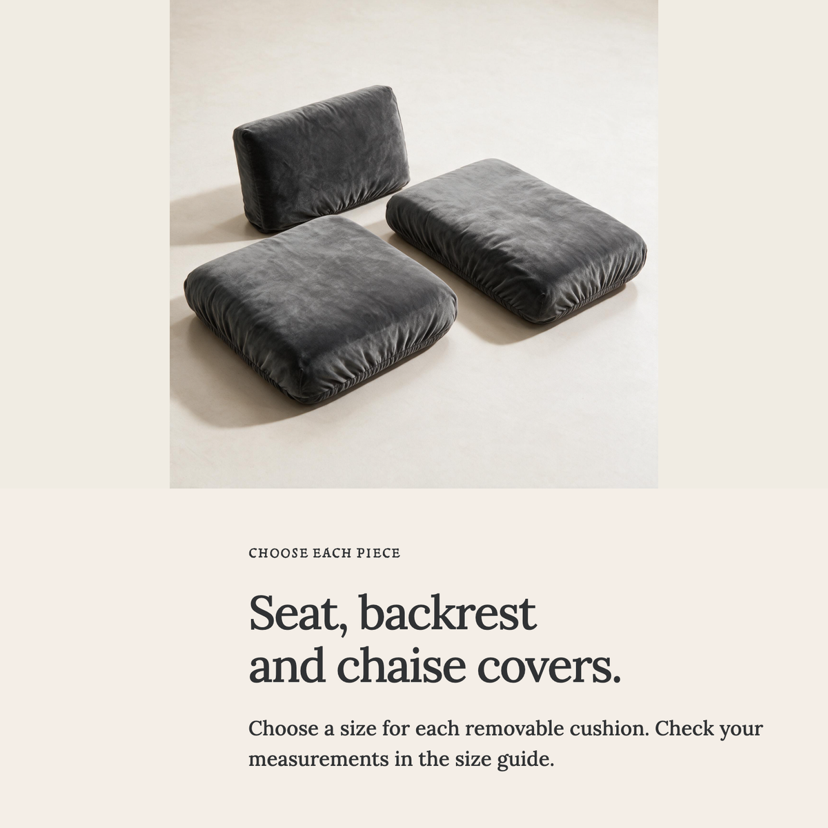 Housse de coussin de canapé Velours · Gris · Extensible — Housses pour assises, dossiers et méridiennes