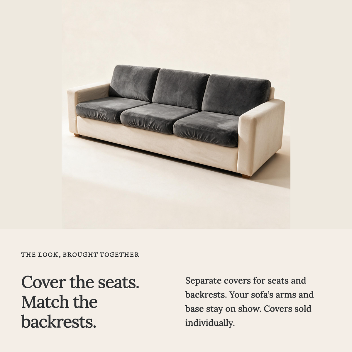 Housse de coussin de canapé Velours · Gris · Extensible — Habillez les assises et coordonnez les dossiers