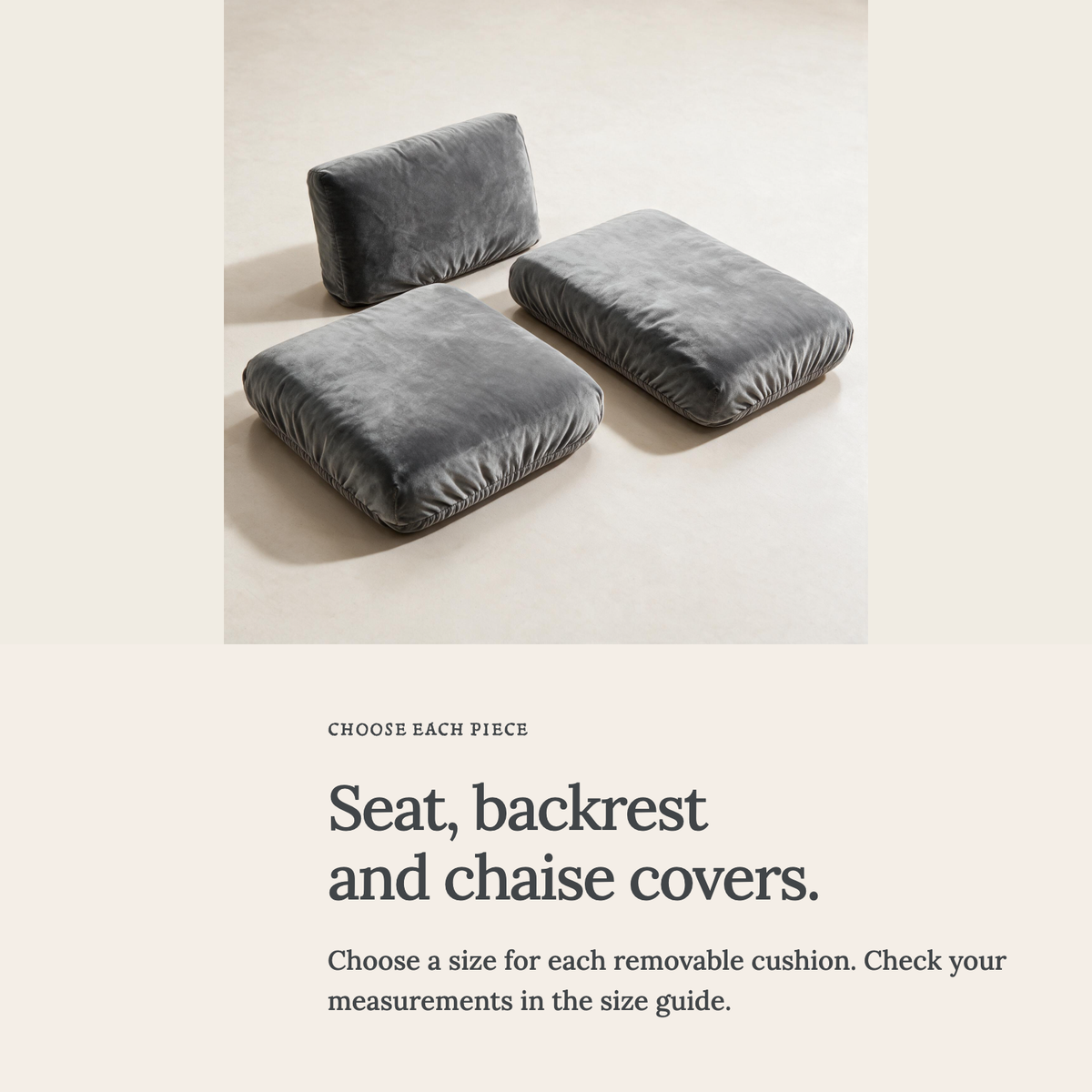 Housse de coussin de canapé Velours · Gris clair · Extensible — Housses pour assises, dossiers et méridiennes