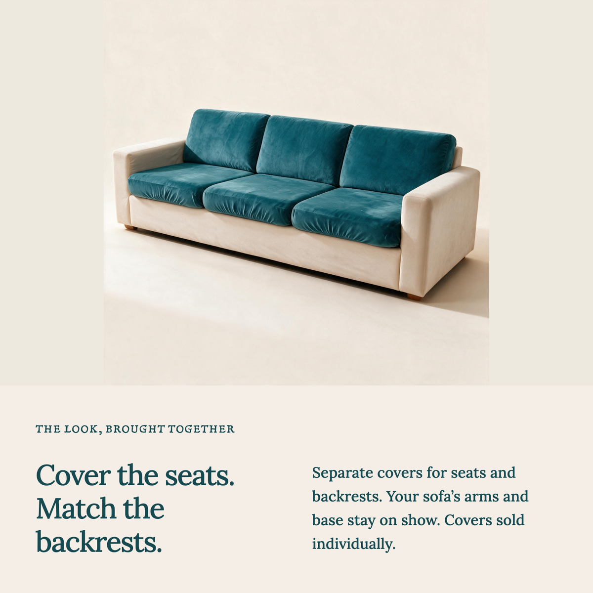 Housse de coussin de canapé Velours · Bleu lagon · Extensible — Habillez les assises et coordonnez les dossiers