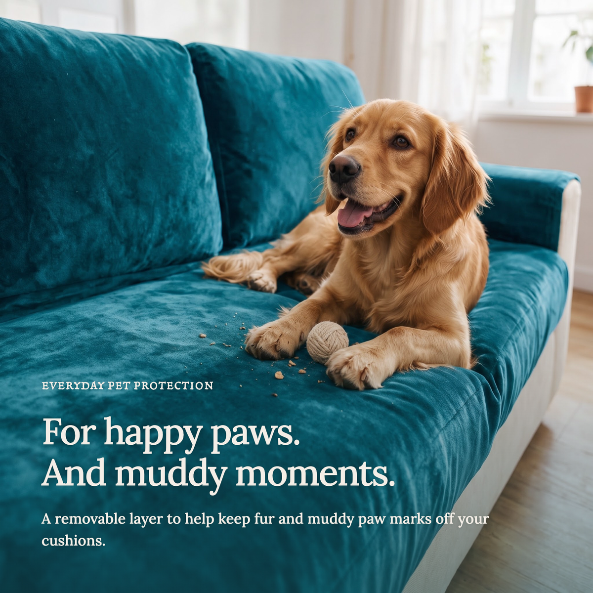 Housse de coussin de canapé Velours · Bleu lagon · Extensible — Le confort au quotidien avec vos animaux