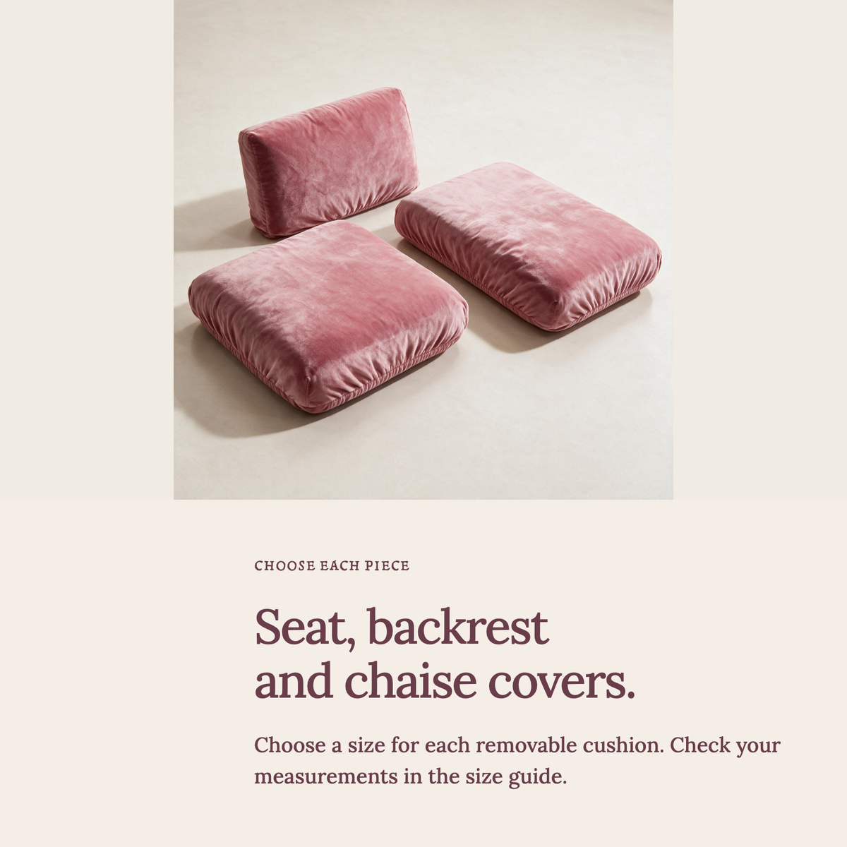 Housse de coussin de canapé Velours · Rose · Extensible — Housses pour assises, dossiers et méridiennes
