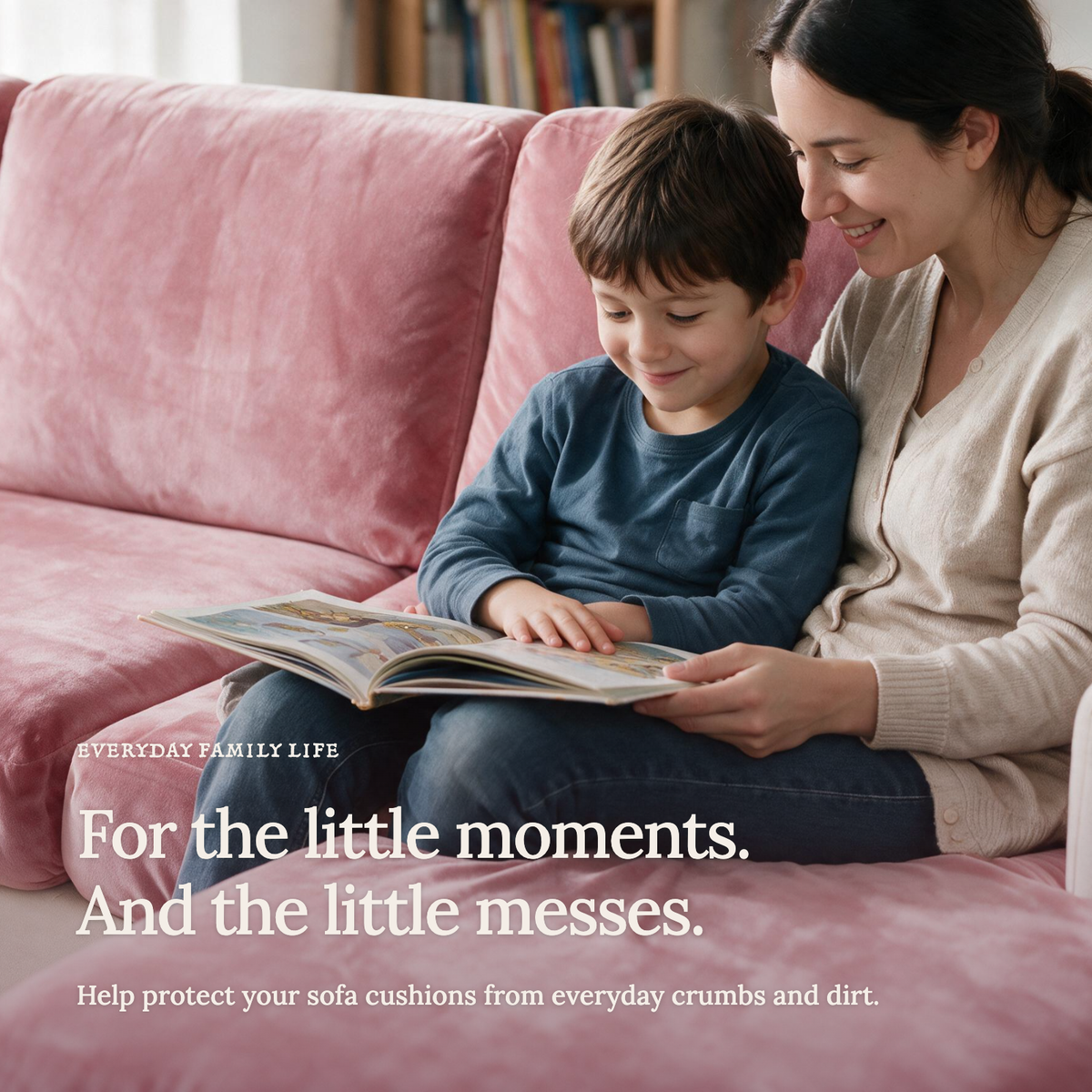 Housse de coussin de canapé Velours · Rose · Extensible — Les petits moments du quotidien