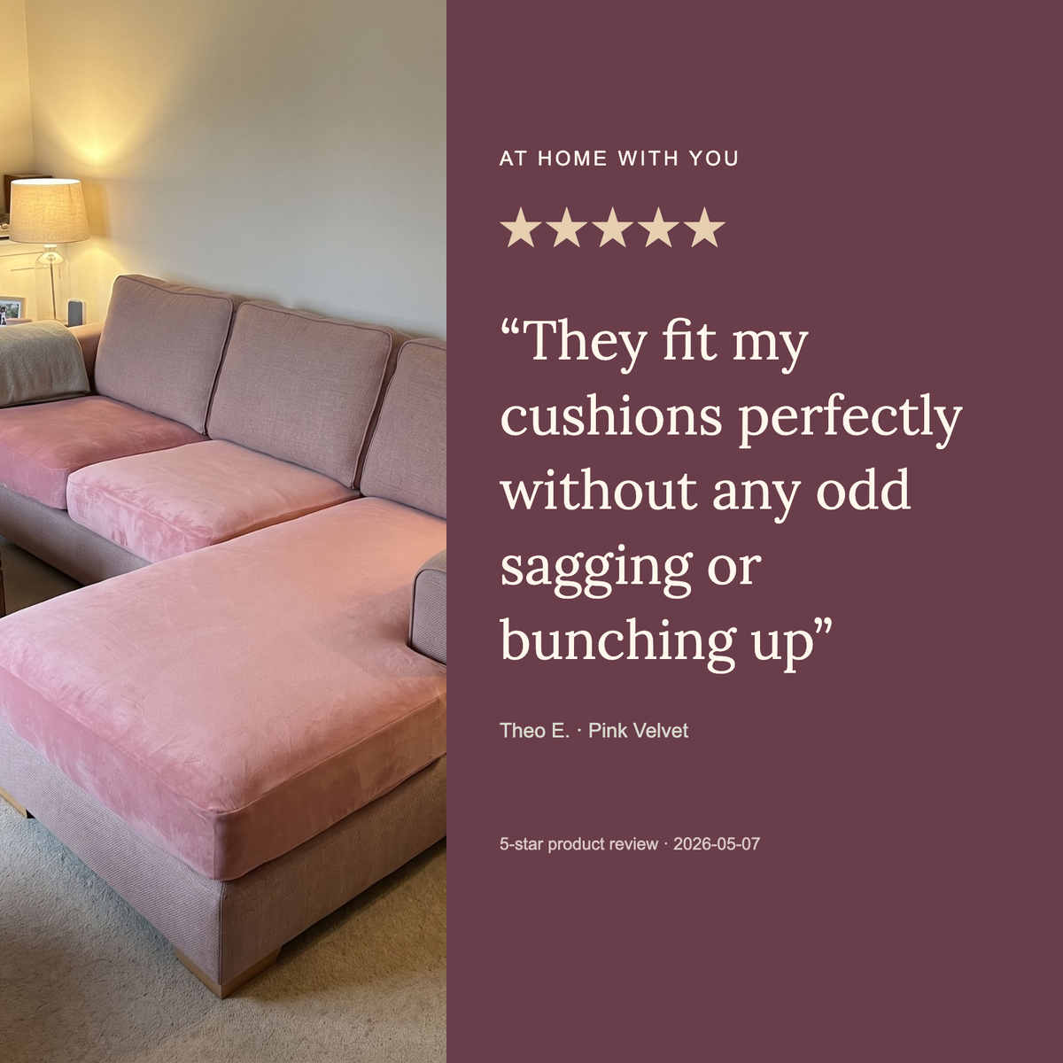 Housse de coussin de canapé Velours · Rose · Extensible — Avis cinq étoiles sur ce produit