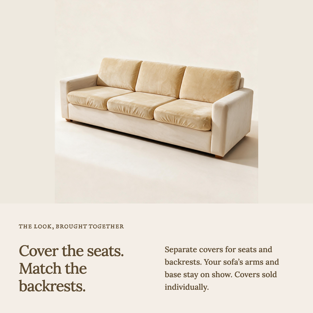 Housse de coussin de canapé Velours · Beige · Extensible — Habillez les assises et coordonnez les dossiers