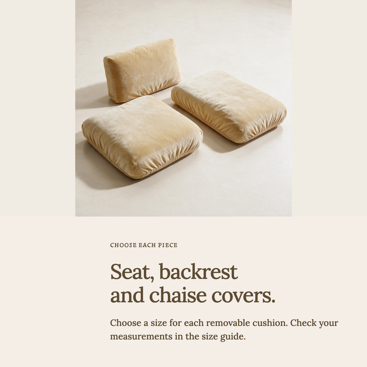 Housse de coussin de canapé Velours · Beige · Extensible — Housses pour assises, dossiers et méridiennes