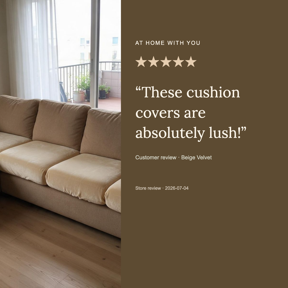 Housse de coussin de canapé Velours · Beige · Extensible