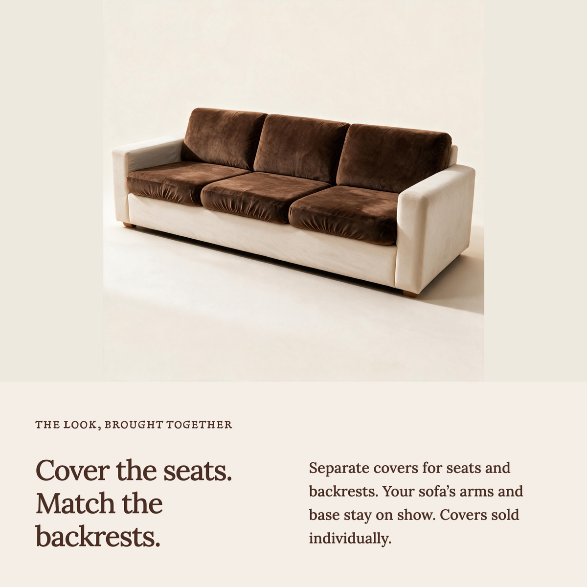 Housse de coussin de canapé Velours · Marron · Extensible — Habillez les assises et coordonnez les dossiers