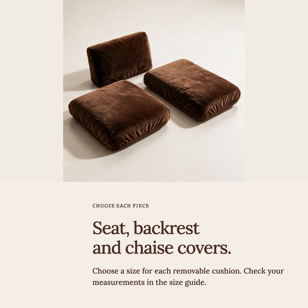 Housse de coussin de canapé Velours · Marron · Extensible — Housses pour assises, dossiers et méridiennes