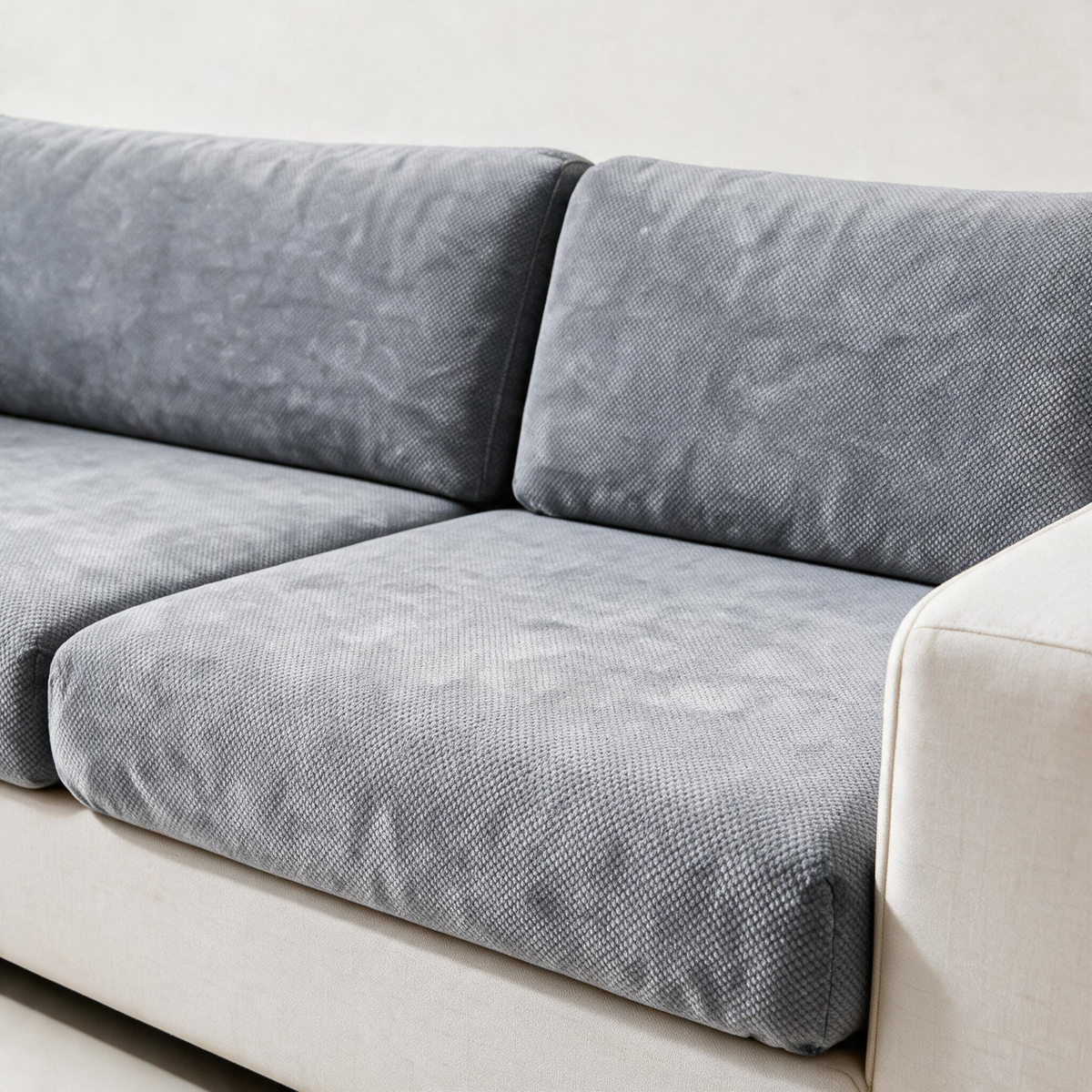 Housse de coussin de canapé Luma · Gris souris · Extensible — Détail du tissu chenille