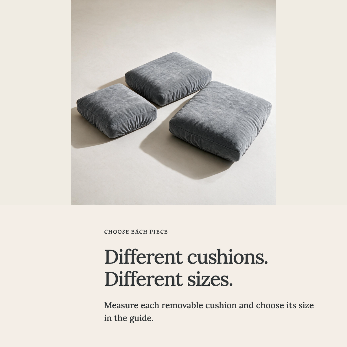 Housse de coussin de canapé Luma · Gris souris · Extensible — Choisir la bonne taille