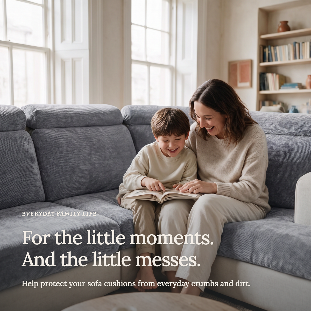 Housse de coussin de canapé Luma · Gris souris · Extensible — Les petits moments du quotidien