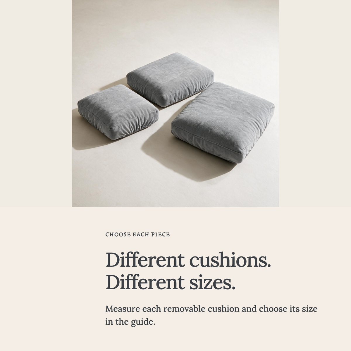 Housse de coussin de canapé Luma · Gris clair · Extensible — Choisir la bonne taille