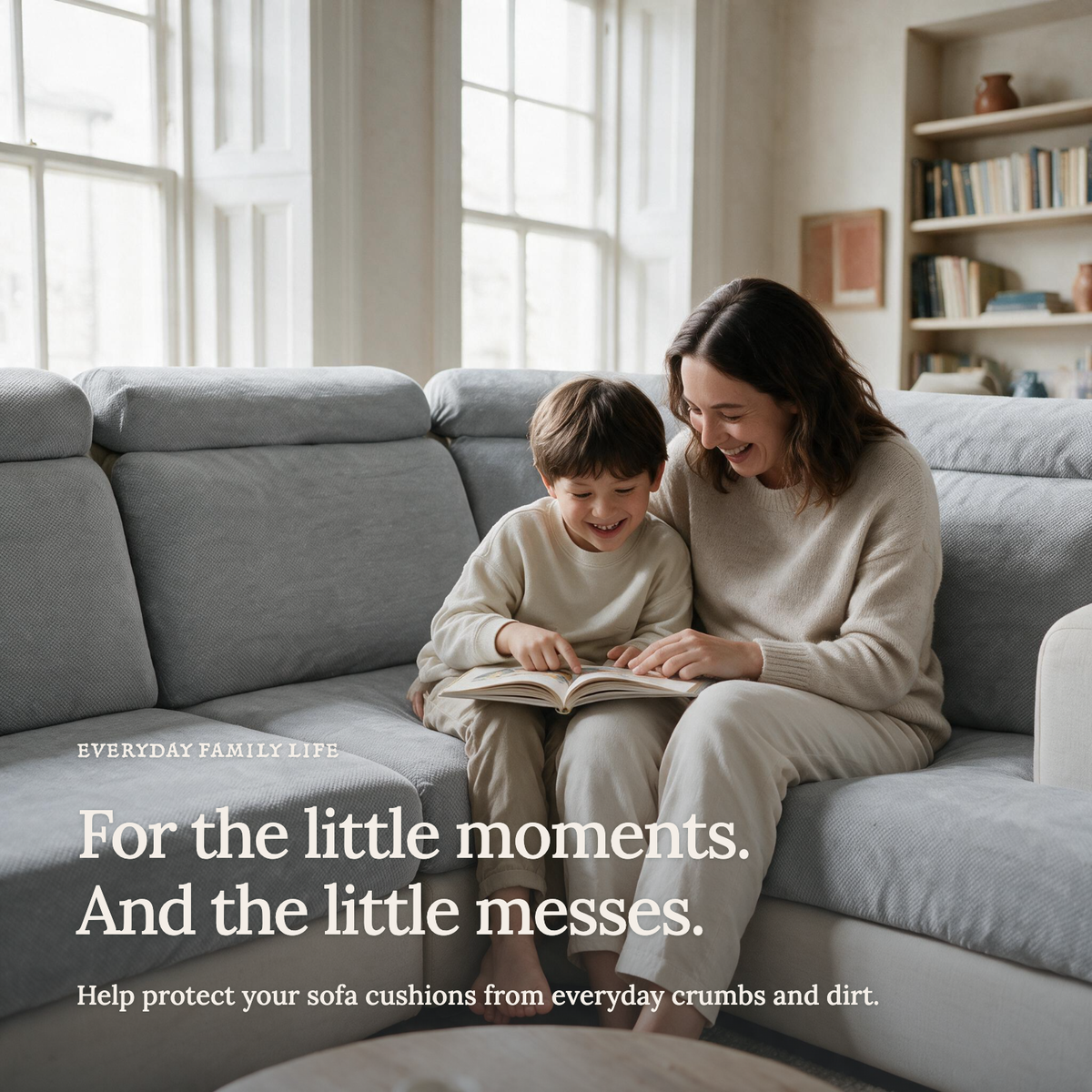 Housse de coussin de canapé Luma · Gris clair · Extensible — Les petits moments du quotidien