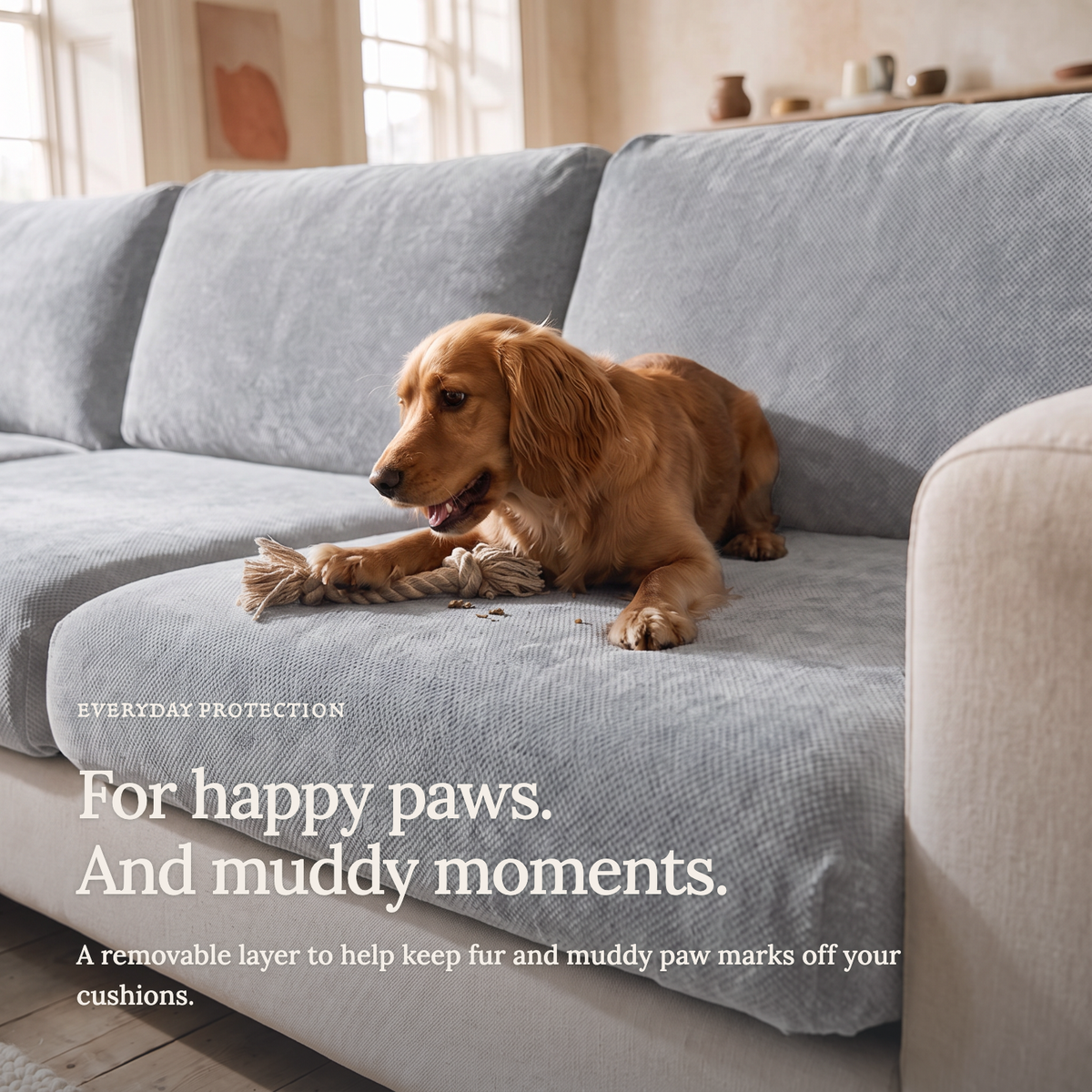Housse de coussin de canapé Luma · Gris clair · Extensible — Le confort au quotidien avec vos animaux