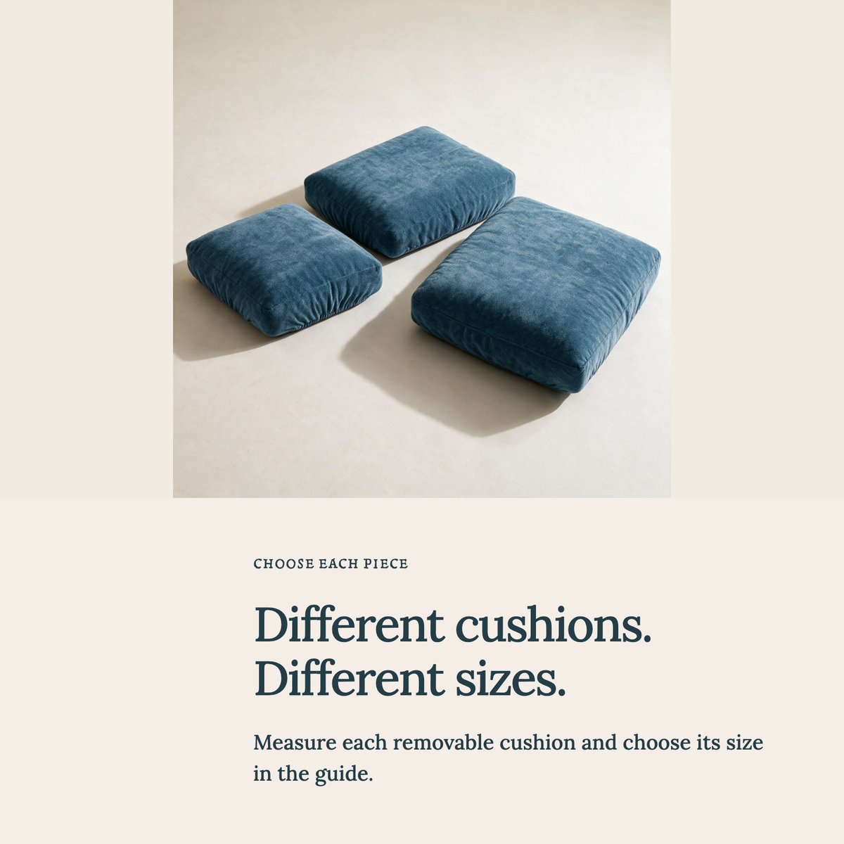 Housse de coussin de canapé Luma · Bleu pétrole · Extensible — Choisir la bonne taille