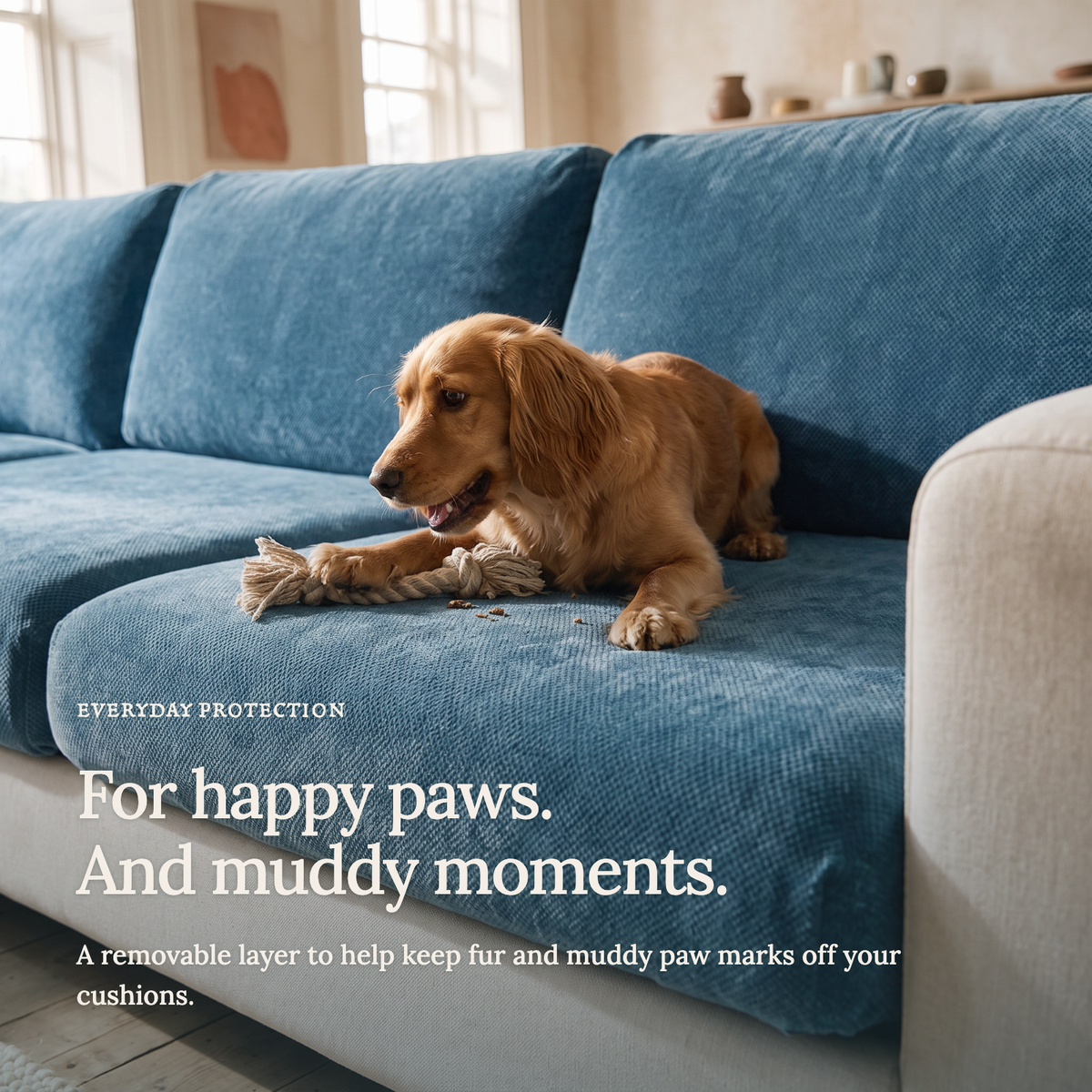 Housse de coussin de canapé Luma · Bleu pétrole · Extensible — Le confort au quotidien avec vos animaux