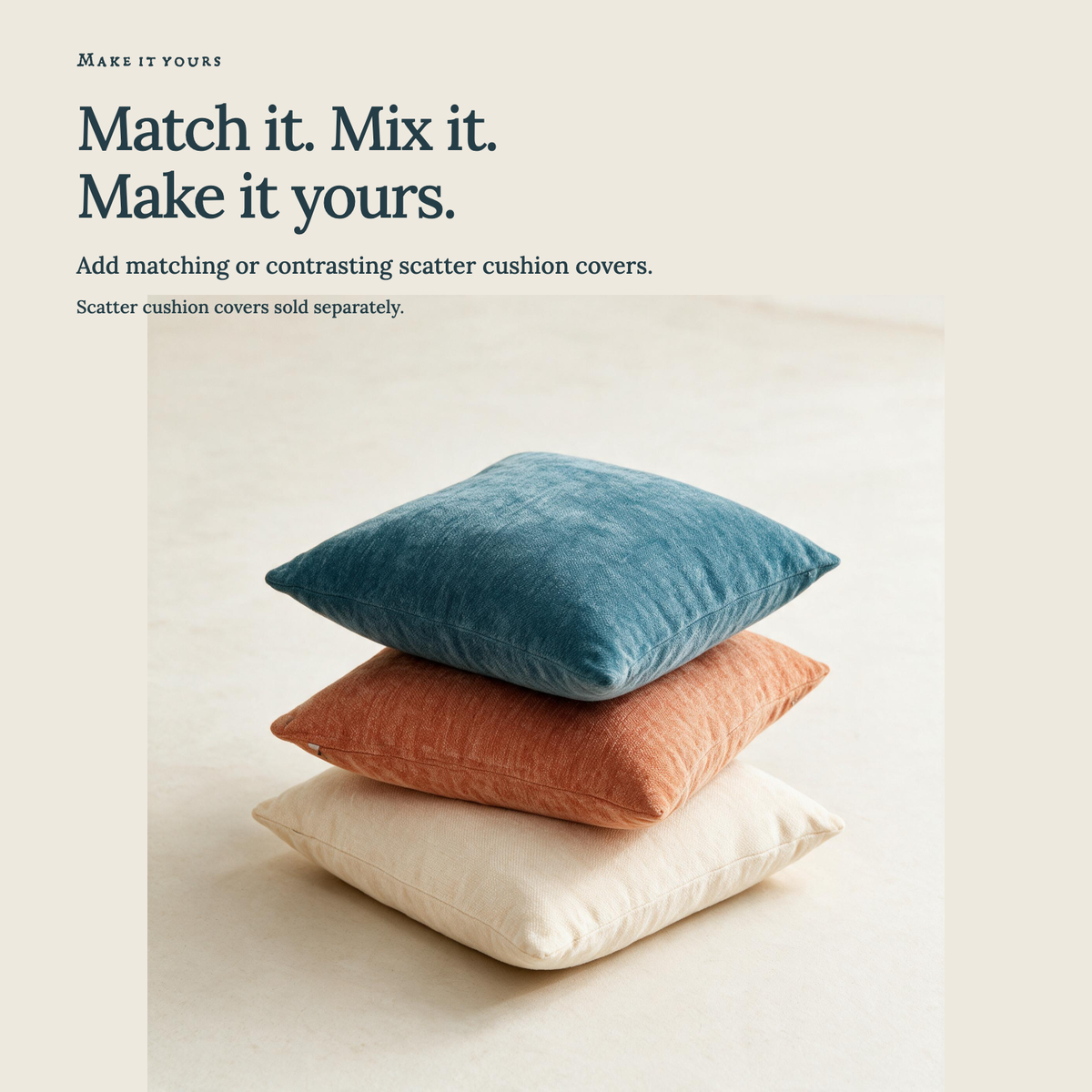 Housse de coussin de canapé Luma · Bleu pétrole · Extensible — Associez les couleurs à votre intérieur