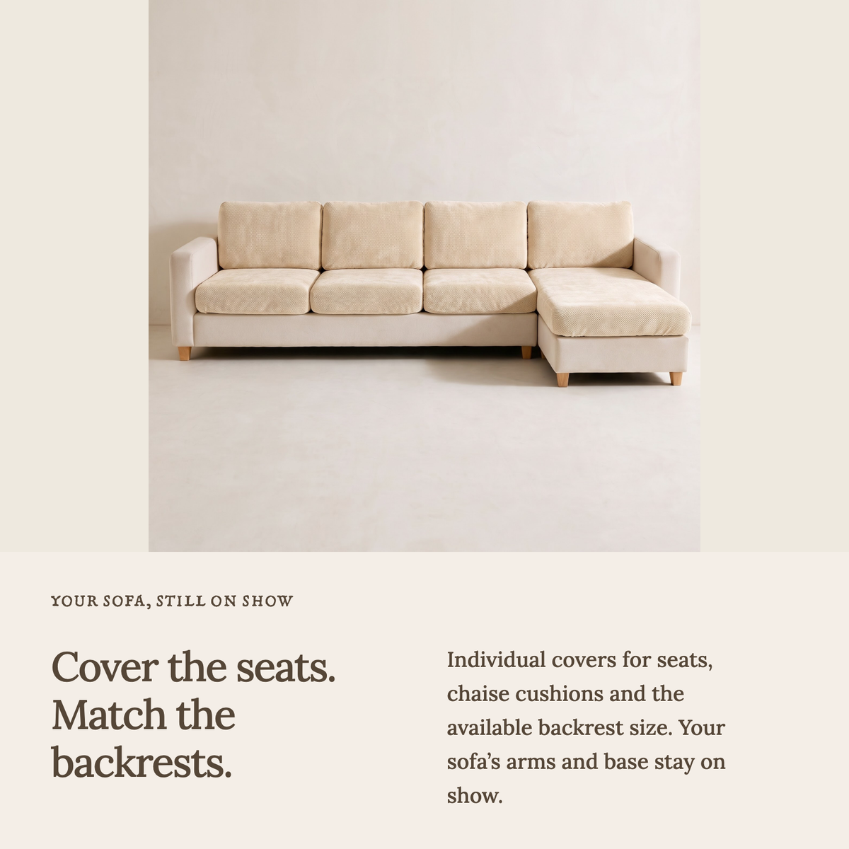 Housse de coussin de canapé Luma · Beige · Extensible — Une housse pour chaque coussin