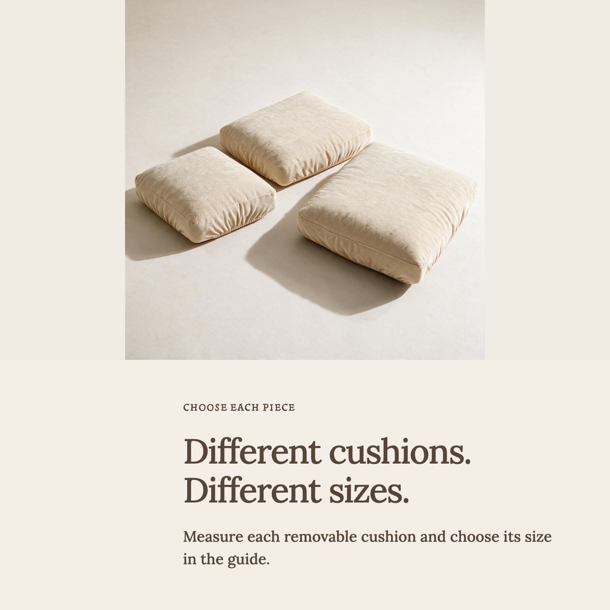 Housse de coussin de canapé Luma · Beige · Extensible — Choisir la bonne taille