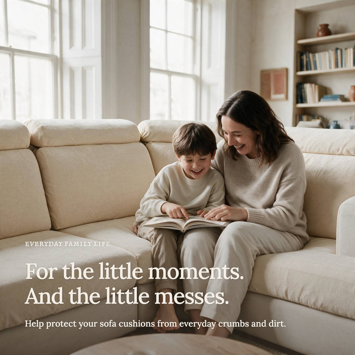 Housse de coussin de canapé Luma · Beige · Extensible — Les petits moments du quotidien