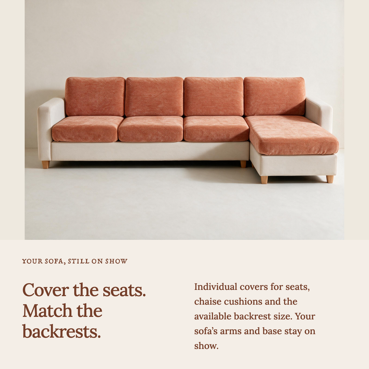 Housse de coussin de canapé Luma · Orange · Extensible — Une housse pour chaque coussin