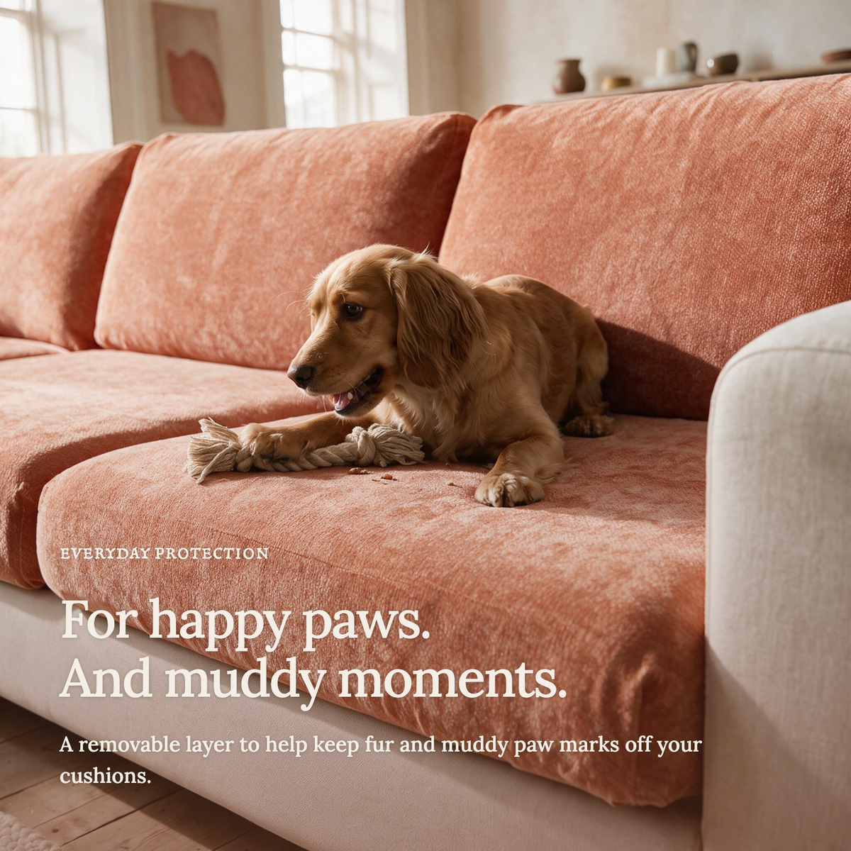 Housse de coussin de canapé Luma · Orange · Extensible — Le confort au quotidien avec vos animaux