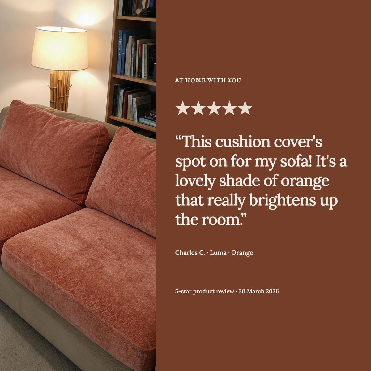Housse de coussin de canapé Luma · Orange · Extensible — Un exemple d’avis client