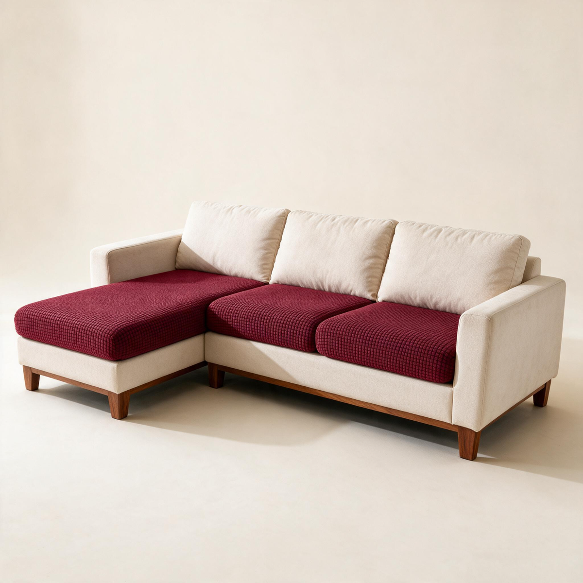 Housse de coussin de canapé Jacquard · Bordeaux · Extensible — Vue d’ensemble