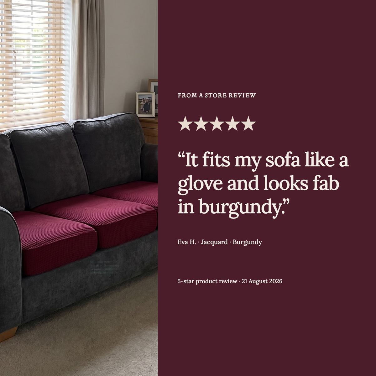 Housse de coussin de canapé Jacquard · Bordeaux · Extensible — Un avis client de la boutique