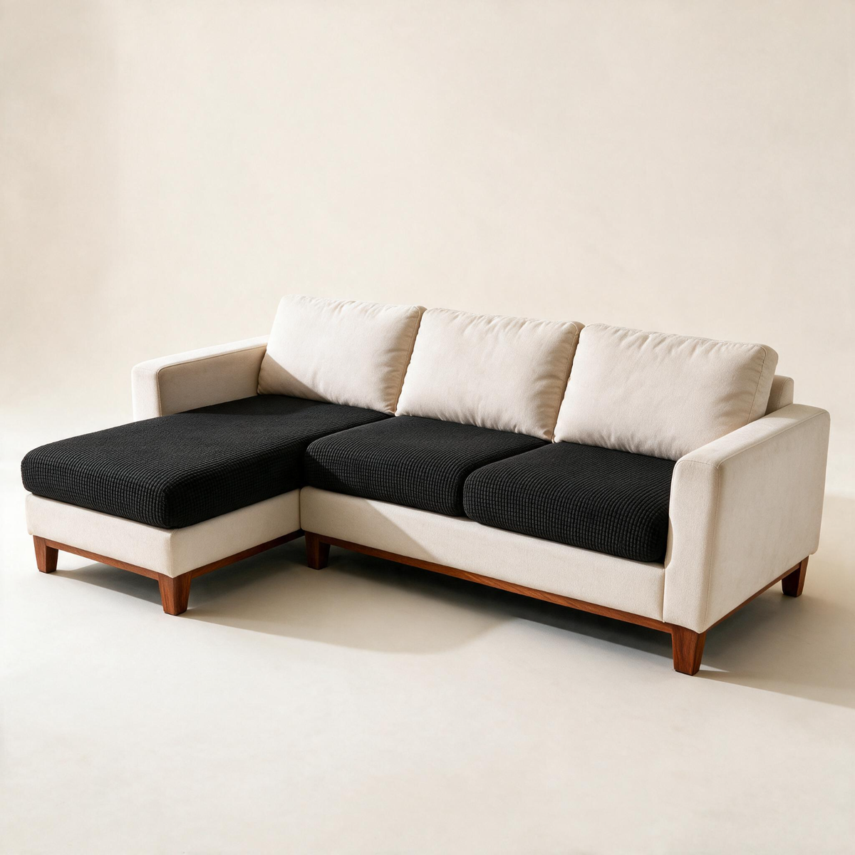 Housse de coussin de canapé Jacquard · Noir · Extensible — Vue d’ensemble