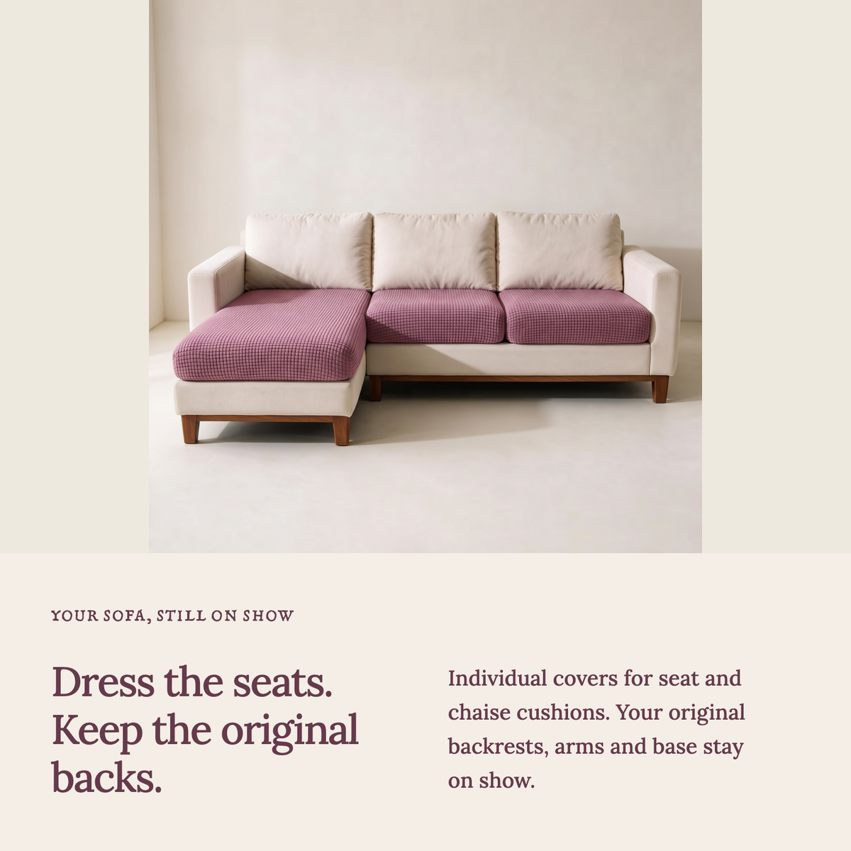 Housse de coussin de canapé Jacquard · Rose · Extensible — Une housse pour chaque coussin