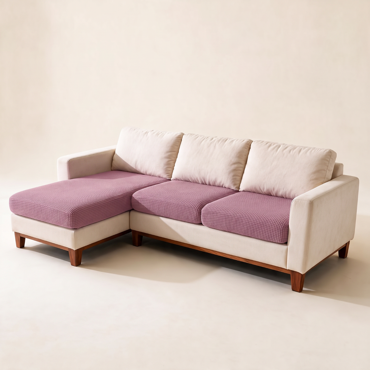 Housse de coussin de canapé Jacquard · Rose · Extensible — Vue d’ensemble
