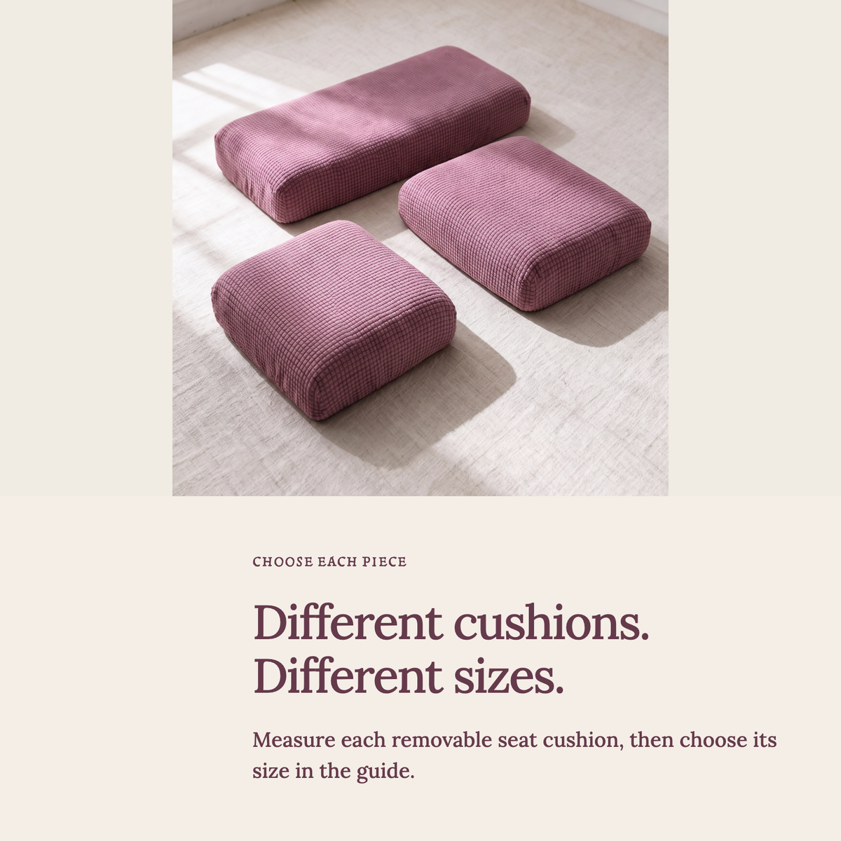 Housse de coussin de canapé Jacquard · Rose · Extensible — Choisir la bonne taille