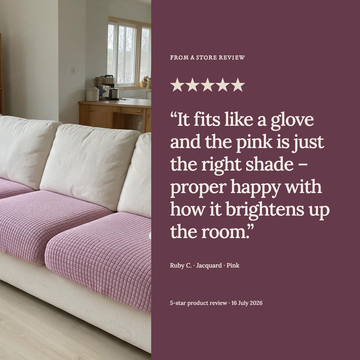Housse de coussin de canapé Jacquard · Rose · Extensible — Un avis client de la boutique