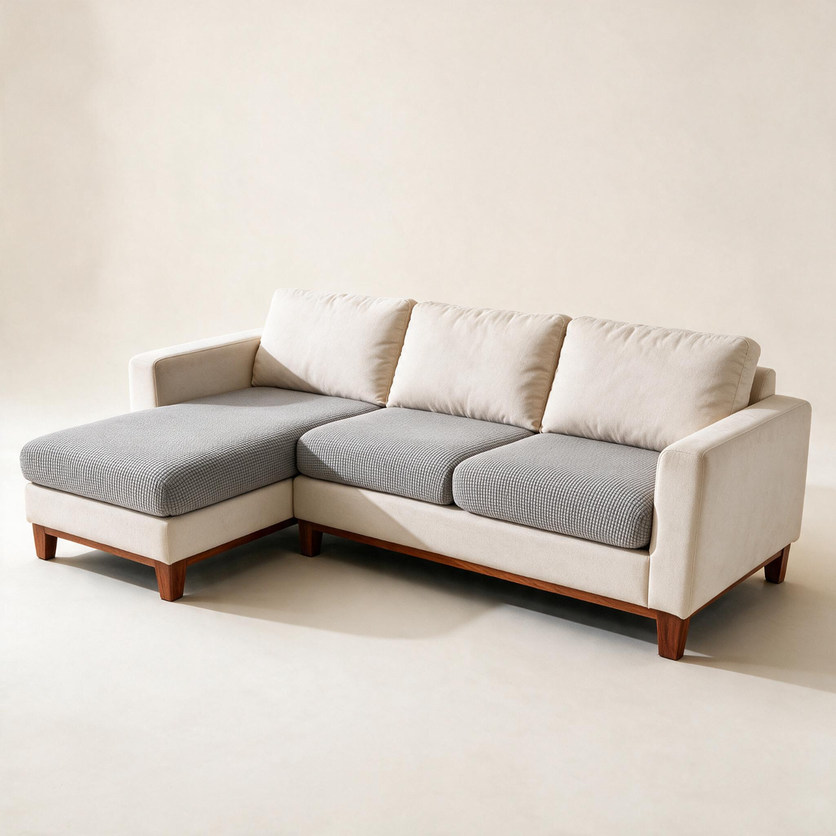 Housse de coussin de canapé Jacquard · Gris clair · Extensible — Vue d’ensemble
