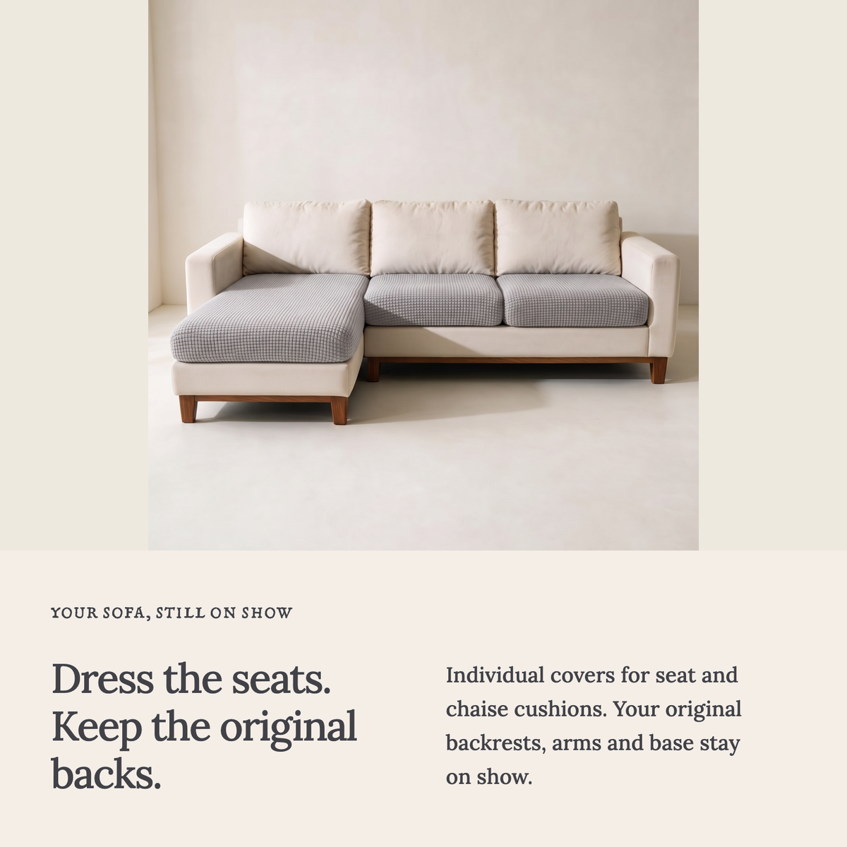 Housse de coussin de canapé Jacquard · Gris clair · Extensible — Une housse pour chaque coussin