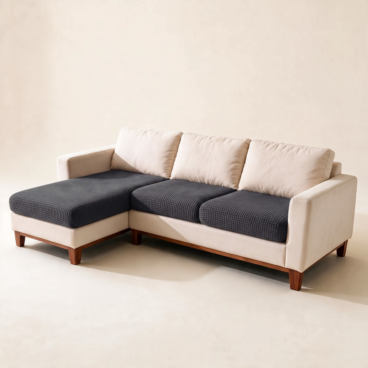 Housse de coussin de canapé Jacquard · Gris foncé · Extensible — Vue d’ensemble