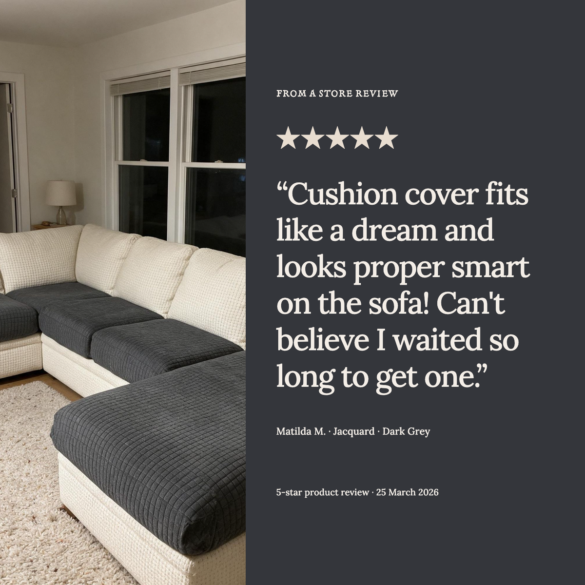Housse de coussin de canapé Jacquard · Gris foncé · Extensible — Un avis client de la boutique