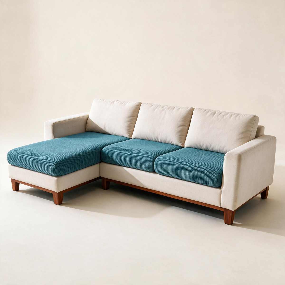 Housse de coussin de canapé Jacquard · Bleu ciel · Extensible — Vue d’ensemble
