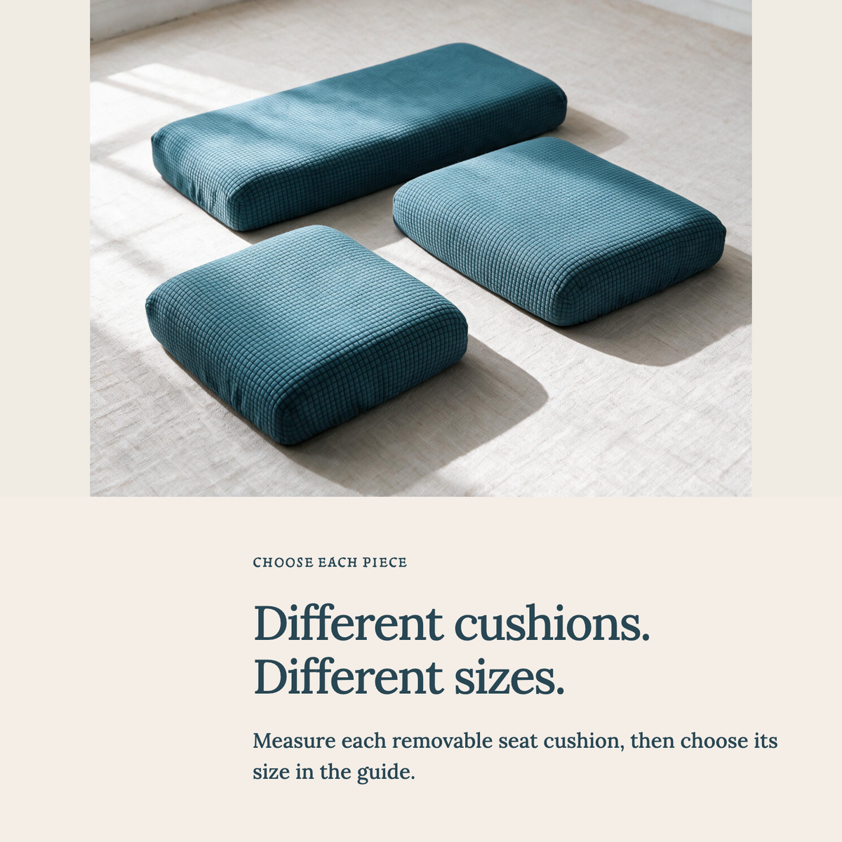 Housse de coussin de canapé Jacquard · Bleu ciel · Extensible — Choisir la bonne taille